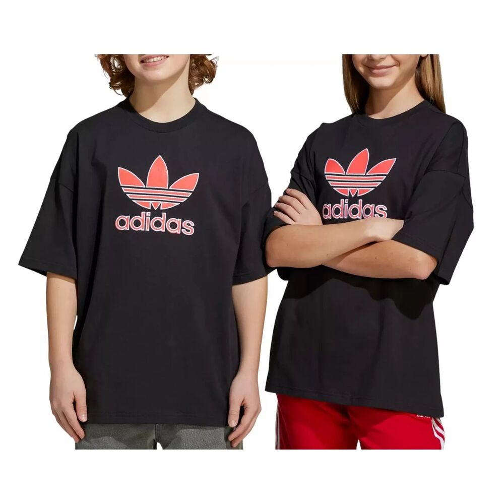 adidas Kids' Oversized Trefoil Tee -  Size:  L